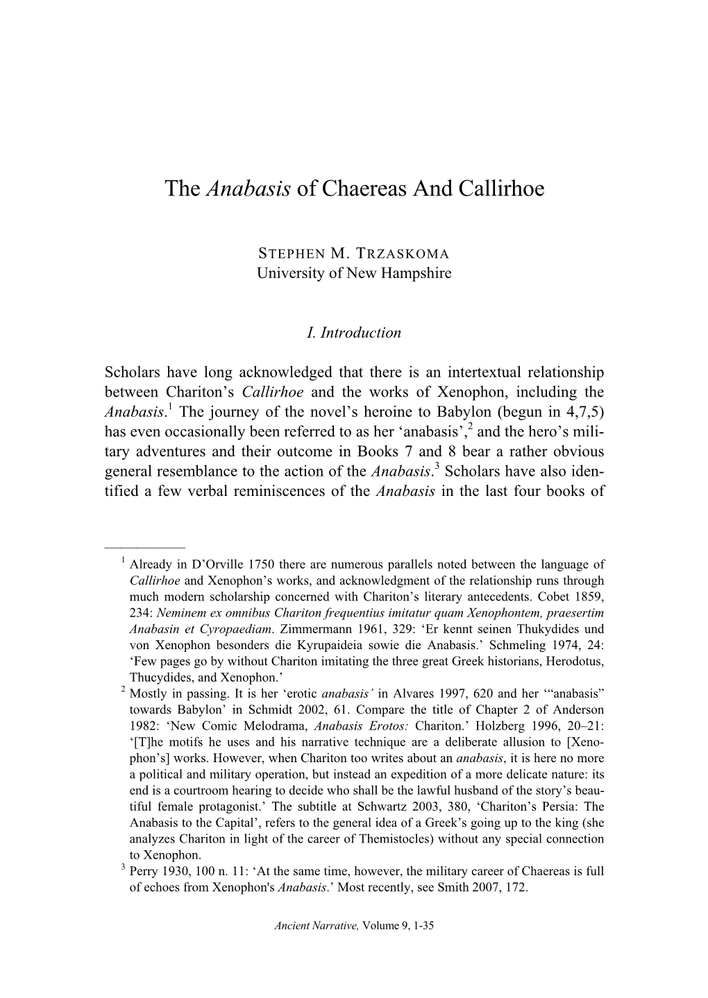 The Anabasis of Chaereas and Callirhoe