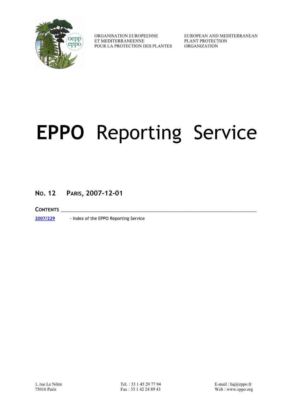 EPPO Reporting Service