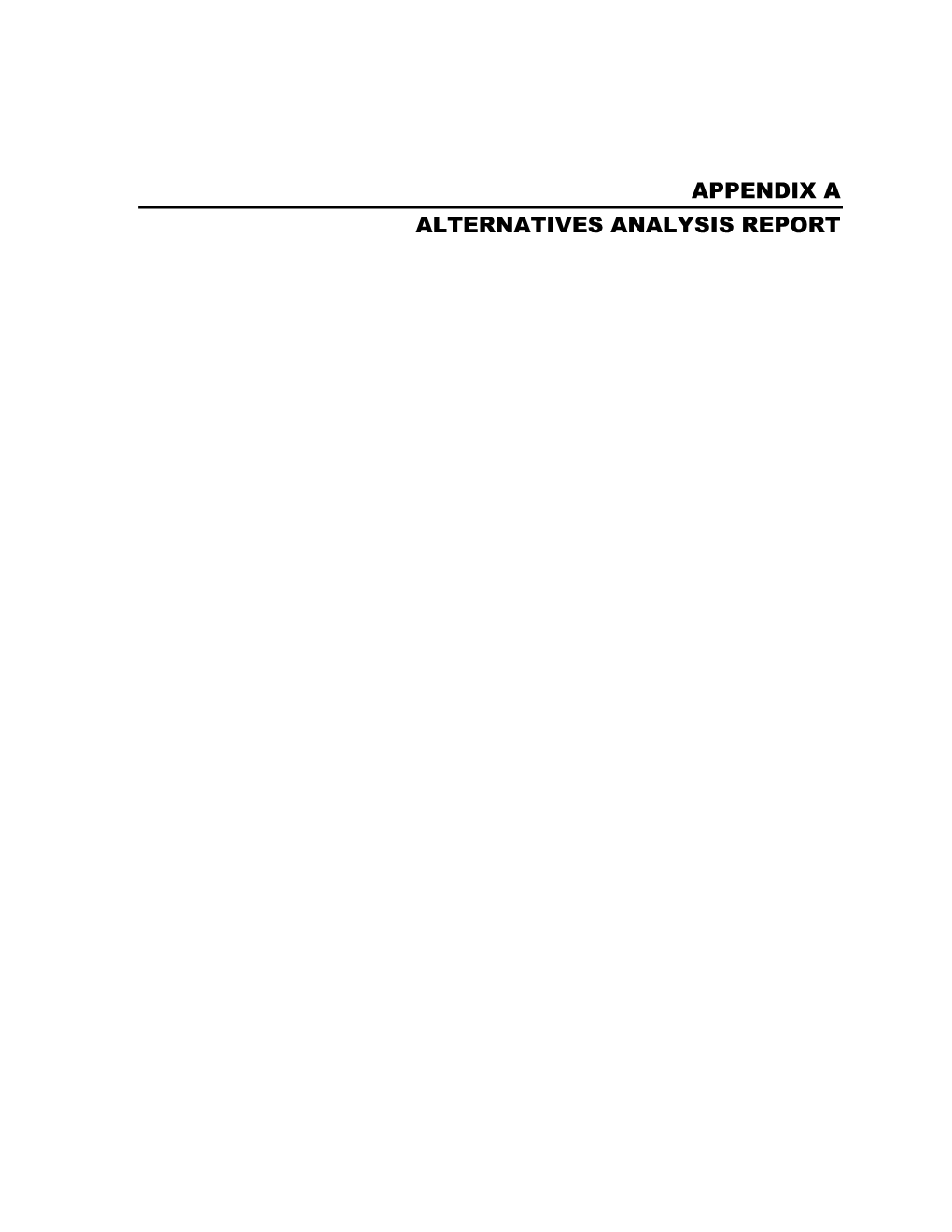 Alternatives Analysis Report