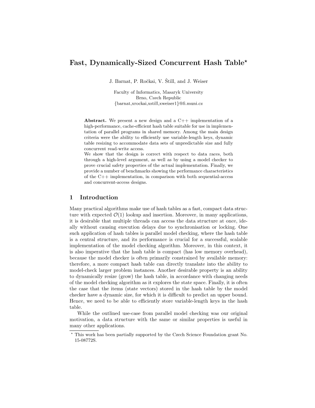 Fast, Dynamically-Sized Concurrent Hash Table⋆