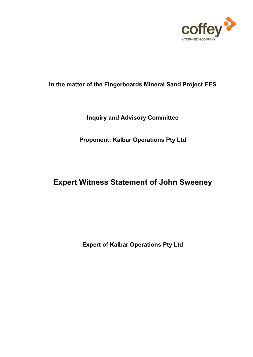 Expert Witness Statement of John Sweeney