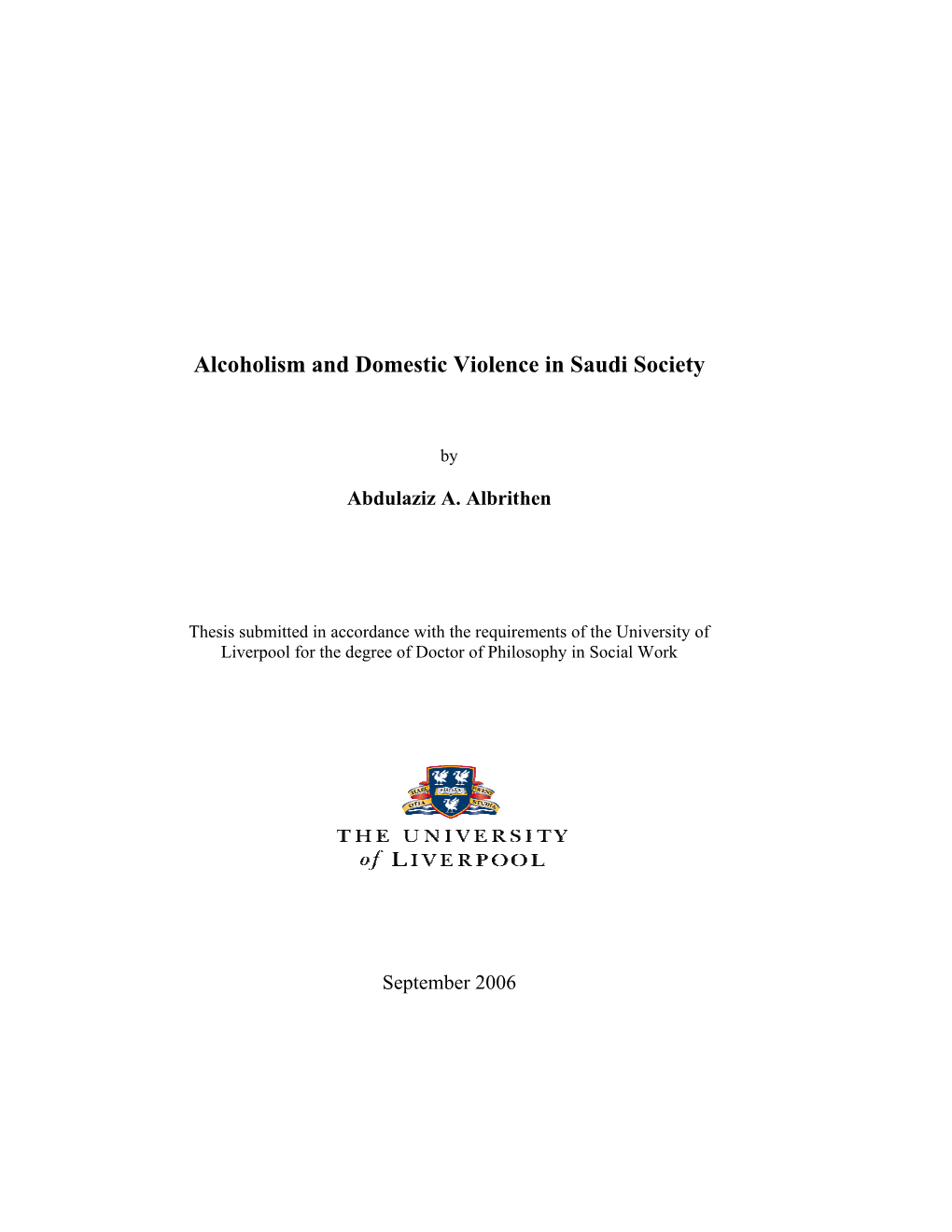 Alcoholism and Domestic Violence in Saudi Society