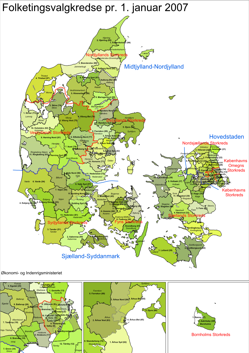 Folketingsvalgkredse Pr. 1. Januar 2007
