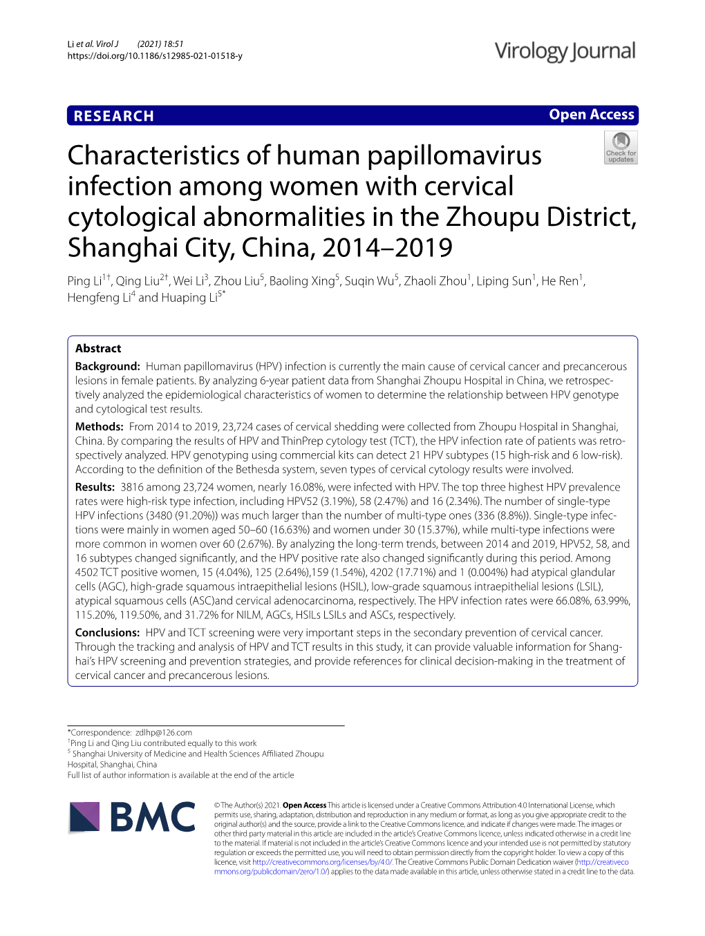 Characteristics of Human Papillomavirus Infection Among