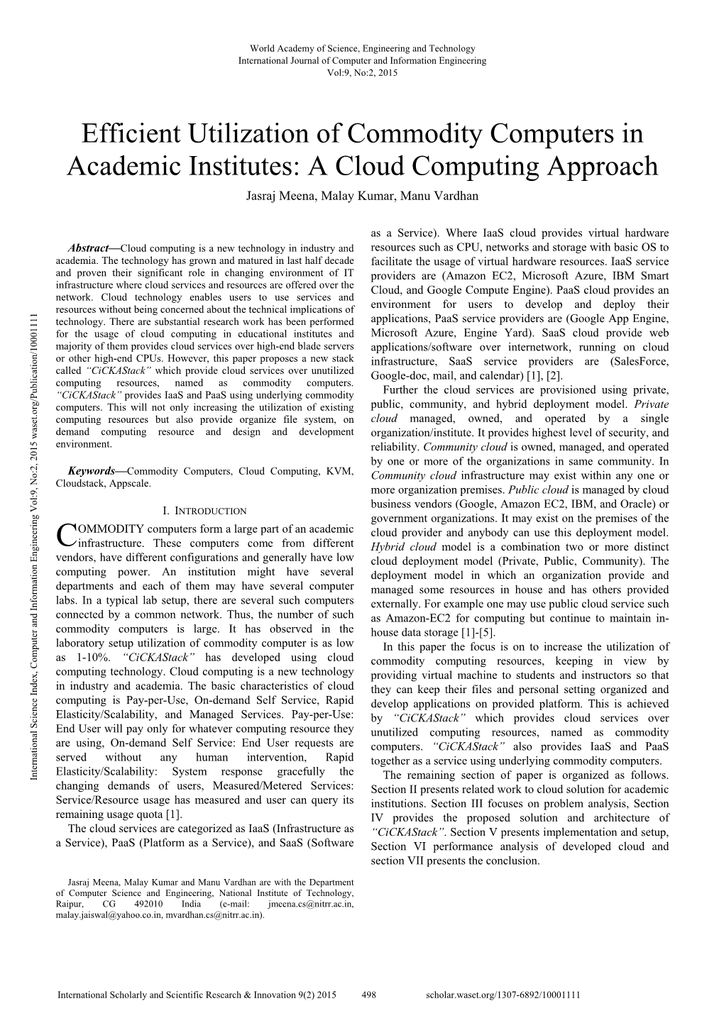 A Cloud Computing Approach Jasraj Meena, Malay Kumar, Manu Vardhan