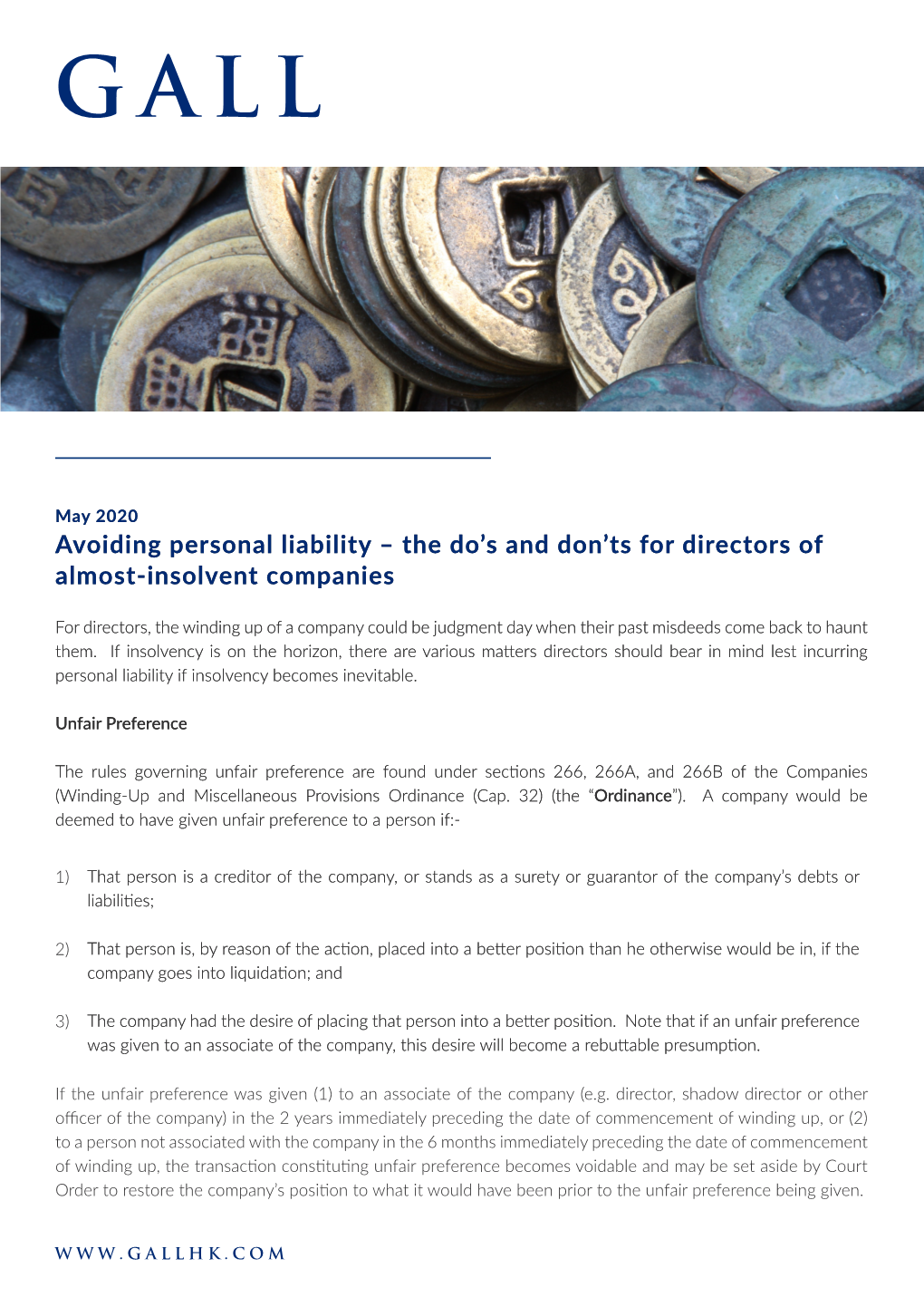 Avoiding Personal Liability – the Do’S and Don’Ts for Directors of Almost-Insolvent Companies