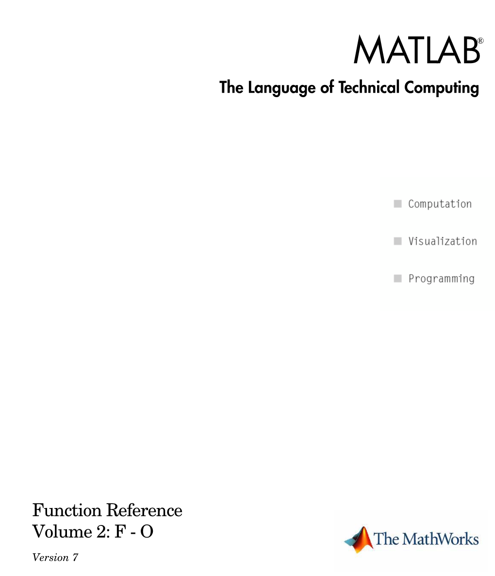 MATLAB® the Language of Technical Computing