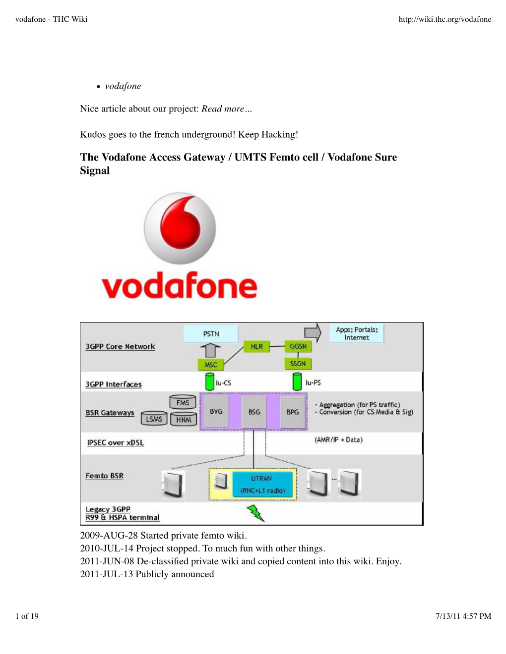 The Vodafone Access Gateway / UMTS Femto Cell / Vodafone Sure Signal