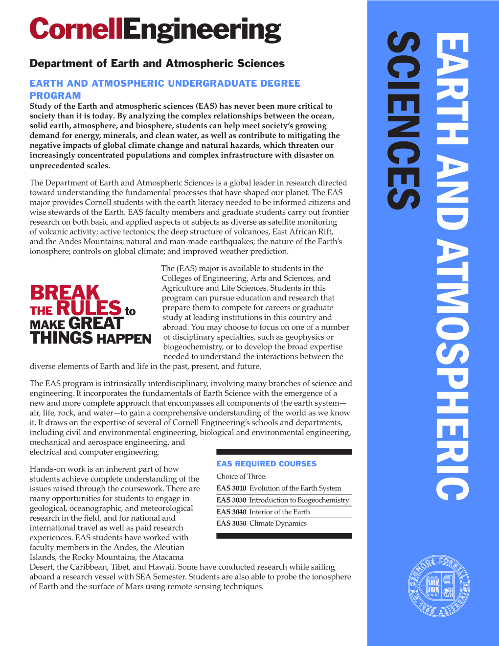 Earth and Atmospheric Sciences Information Sheet [PDF]