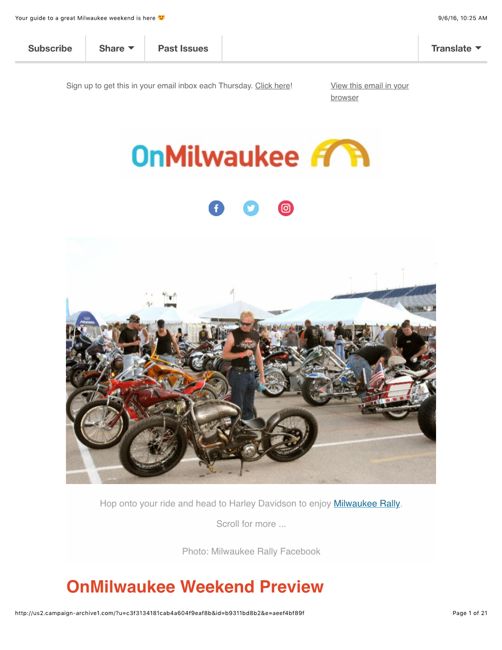 Onmilwaukee, Weekend Preview