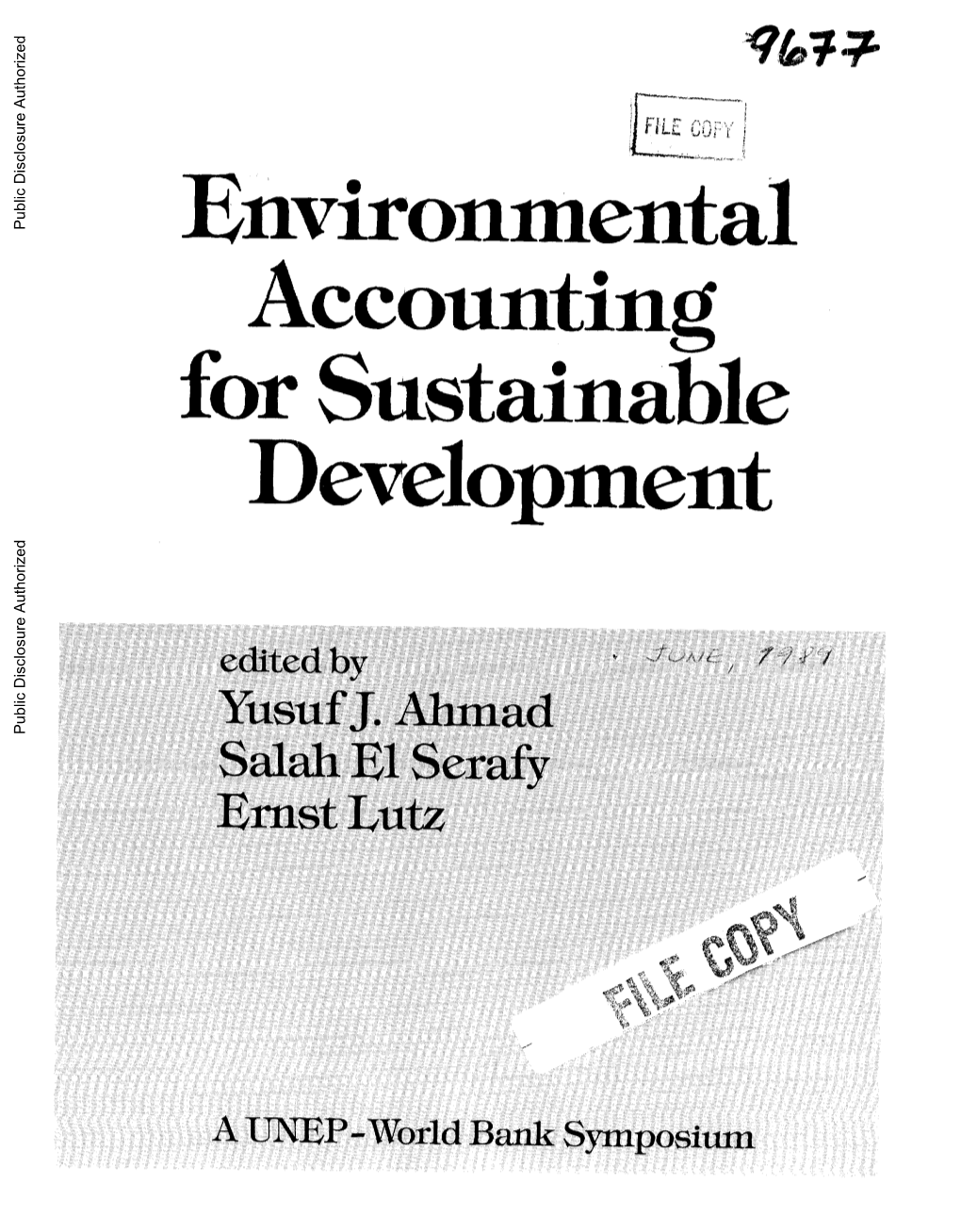 Environmental Accounting for Sustainable Development 1989