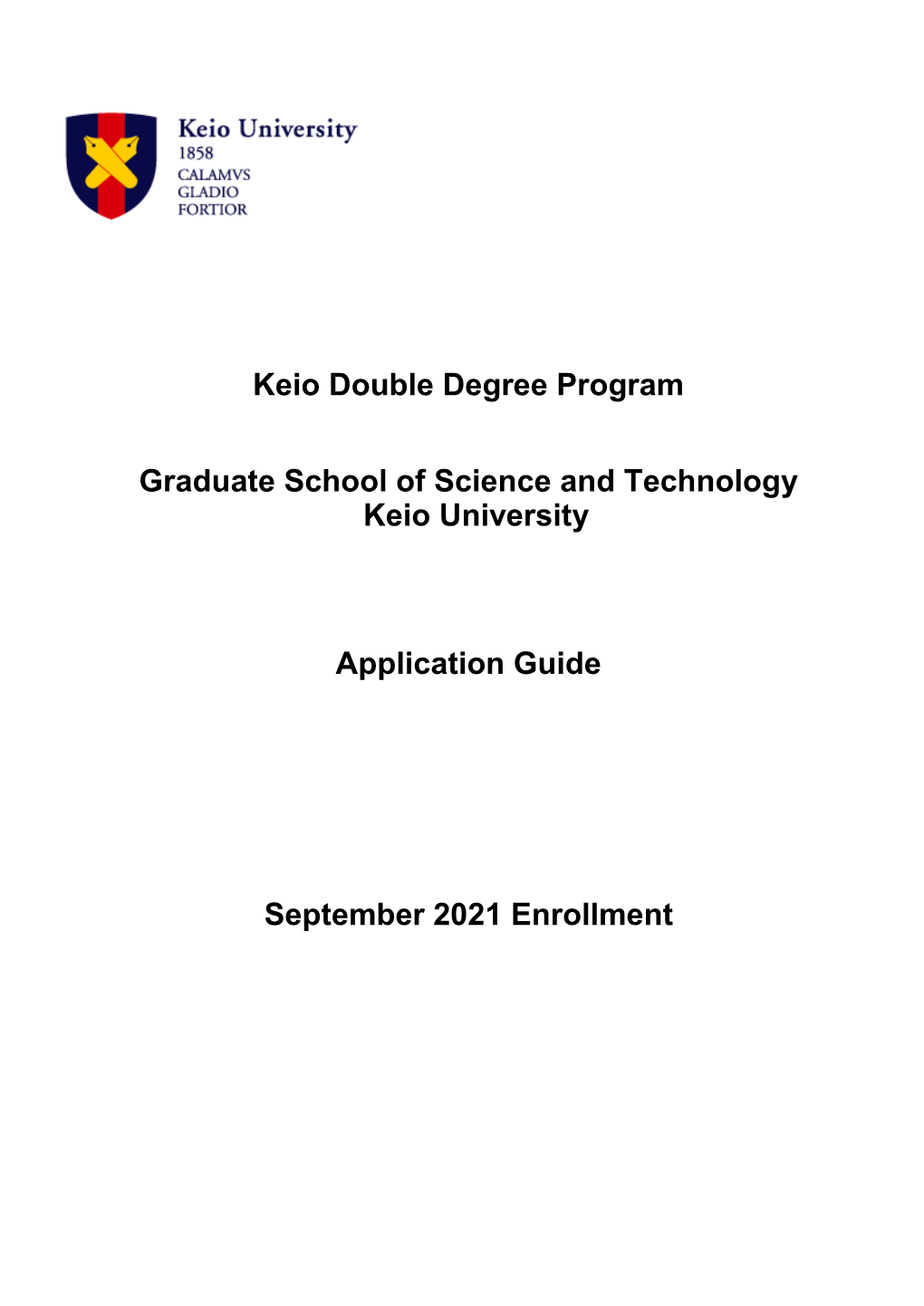 Keio Double Degree Program Graduate School of Science And