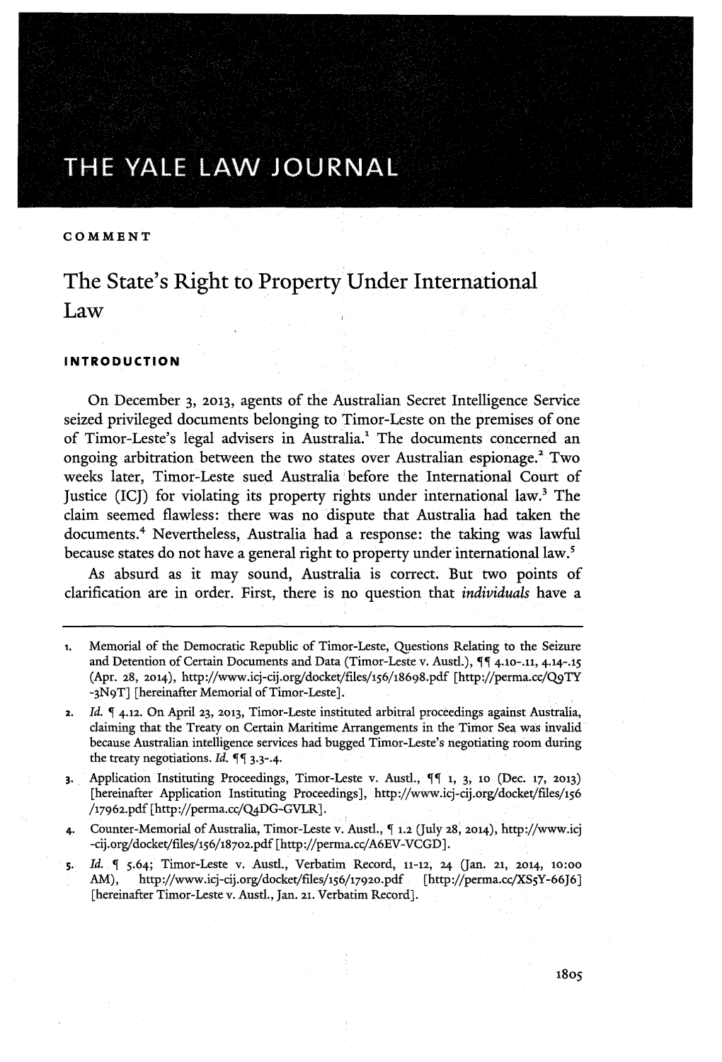 The State's Right to Property Under International Law