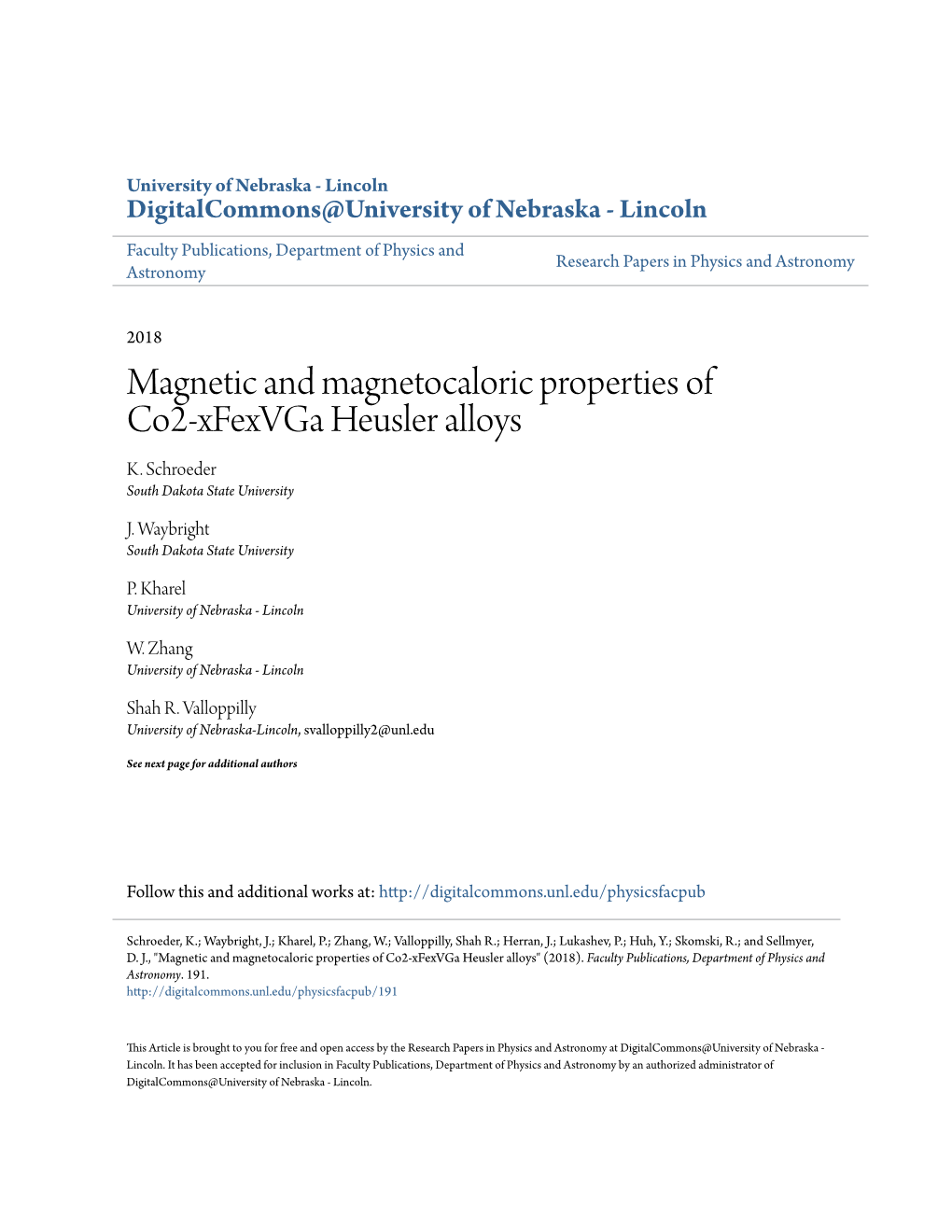 Magnetic and Magnetocaloric Properties of Co2-Xfexvga Heusler Alloys K