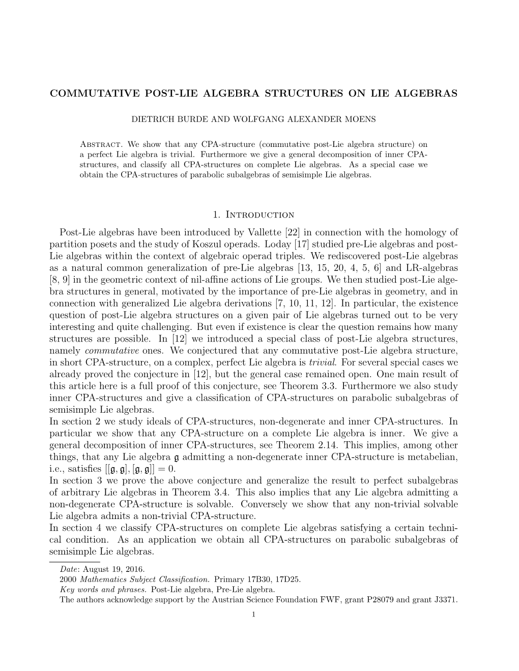 Commutative Post-Lie Algebra Structures on Lie Algebras