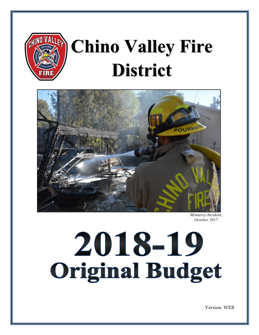 2018-19 Original Budget Table of Contents