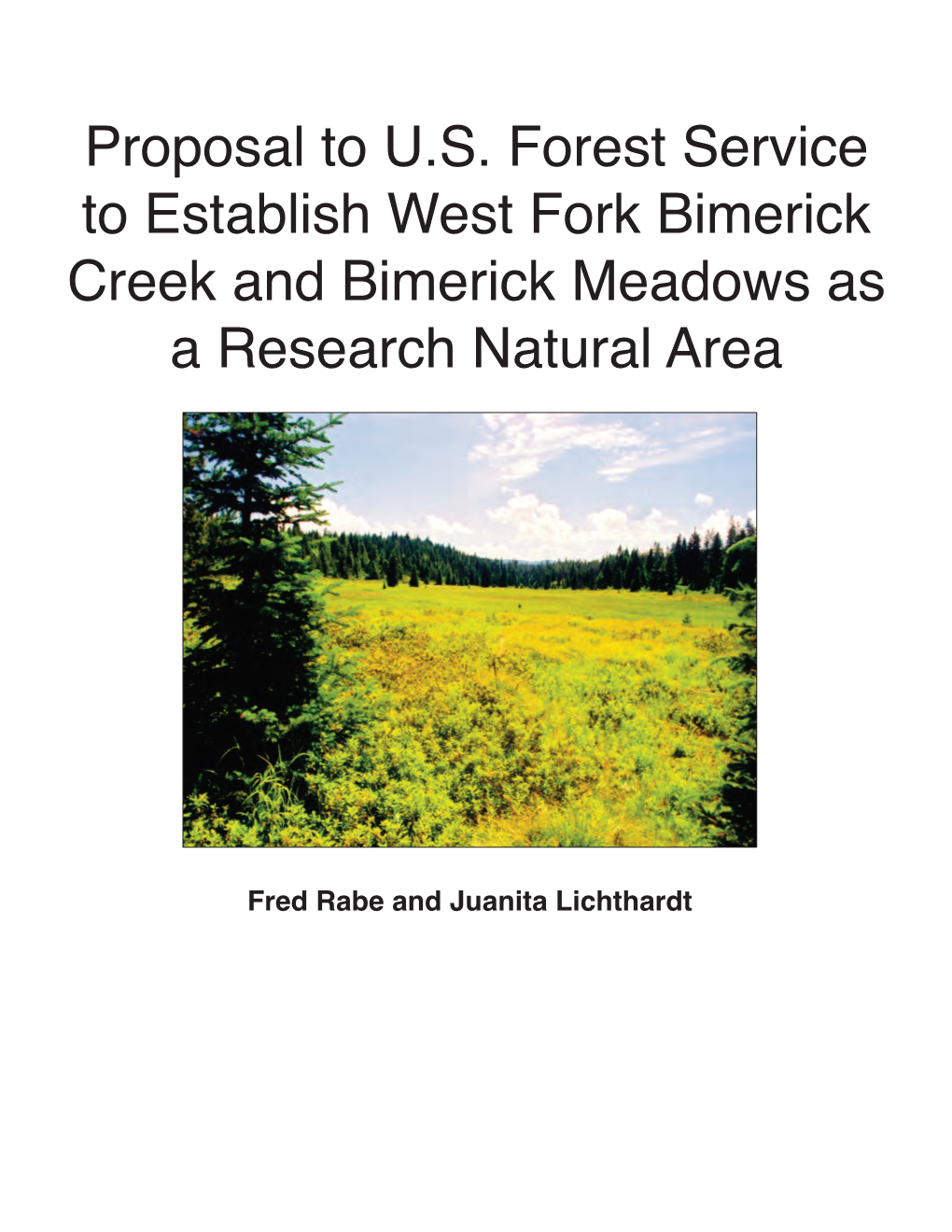 W. Fork Bimerick Creek & Meadows RNA Proposal.Pdf