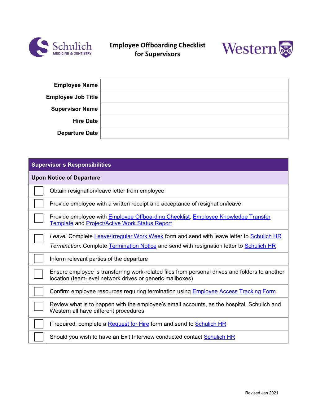 Employee Offboarding Checklist for Supervisors