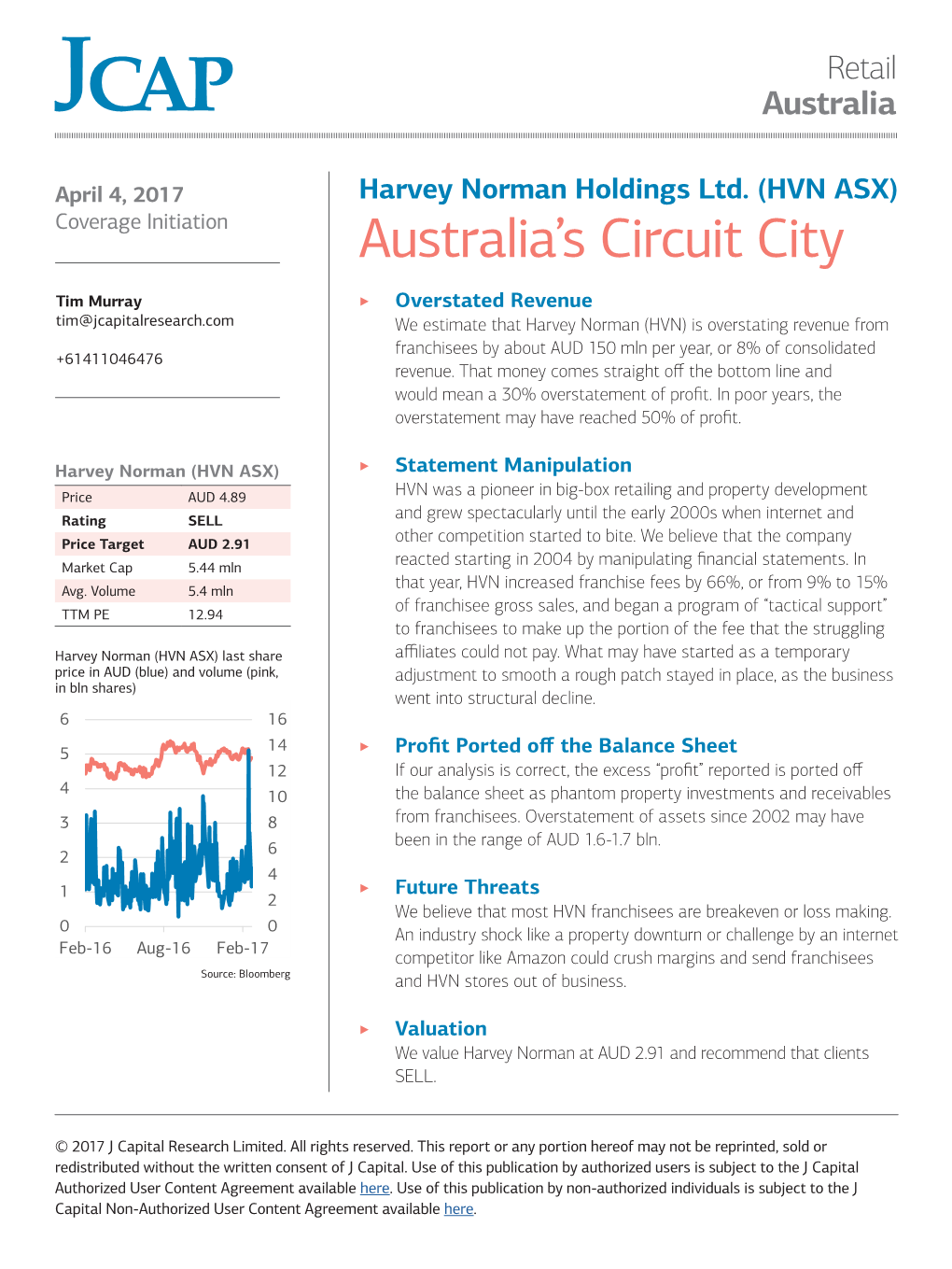Harvey Norman Holdings Ltd. (HVN ASX) Coverage Initiation Australia’S Circuit City