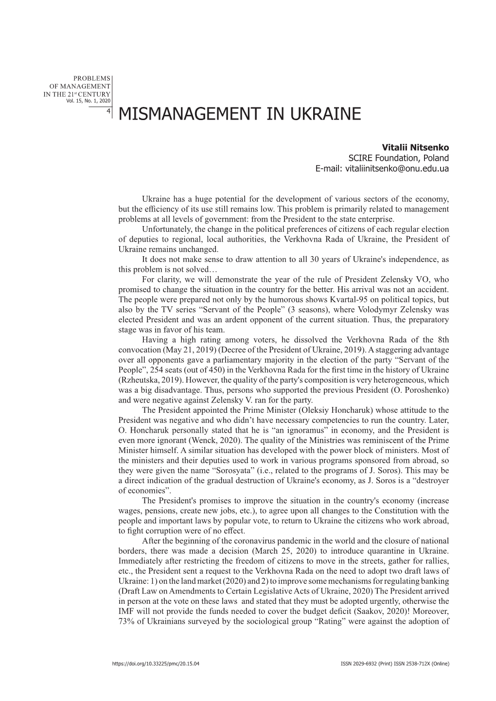 Mismanagement in Ukraine