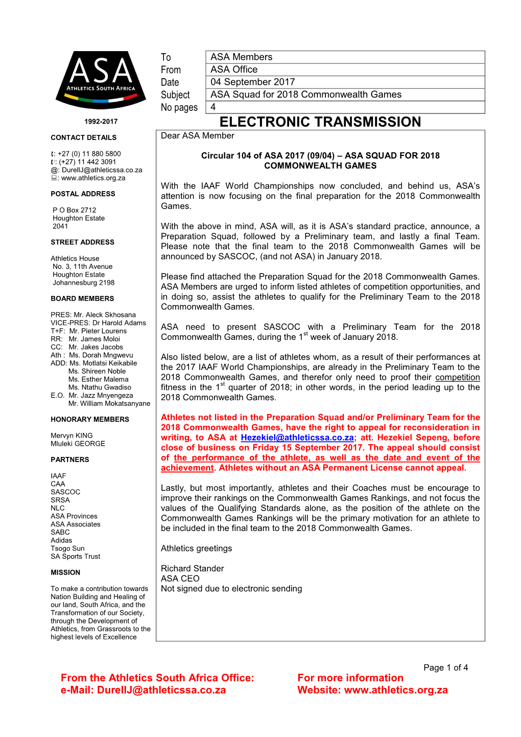 Electronic Transmission