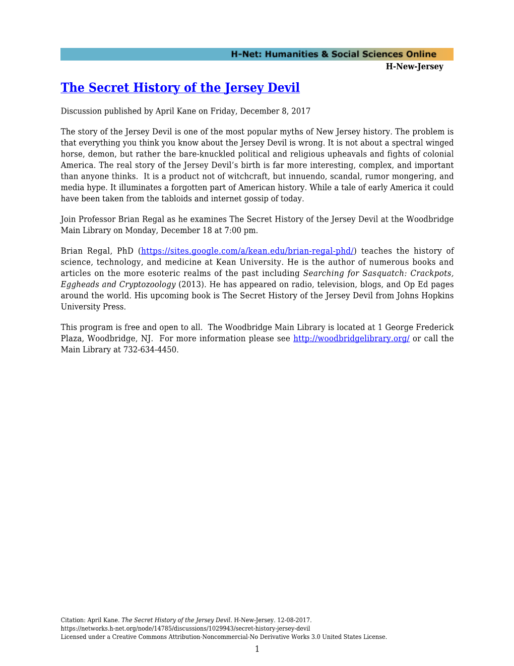 The Secret History of the Jersey Devil