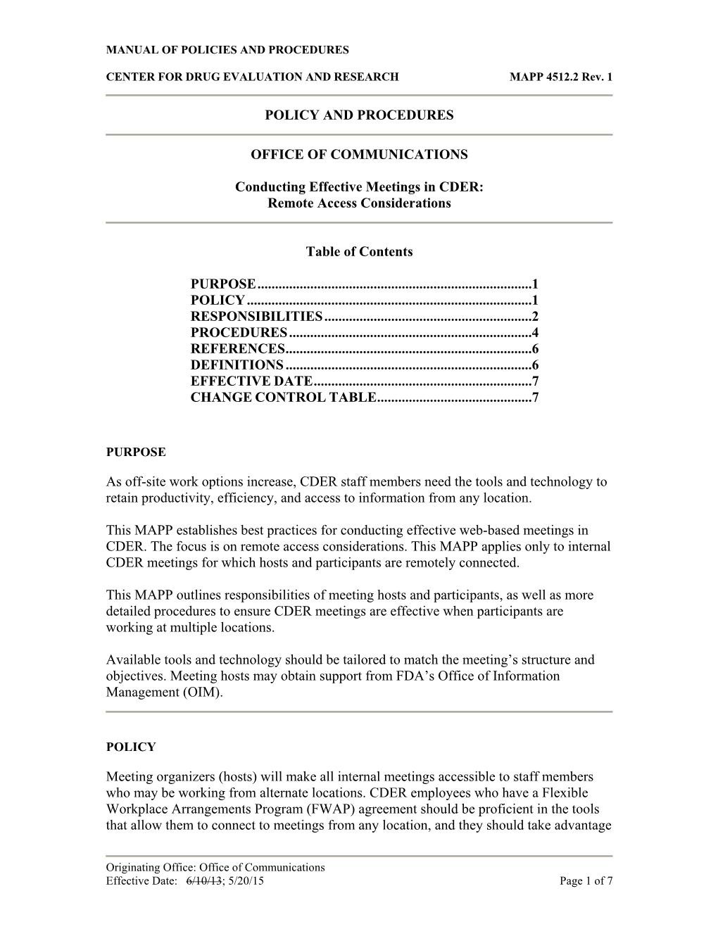 Conducting Effective Meetings in CDER: Remote Access Considerations