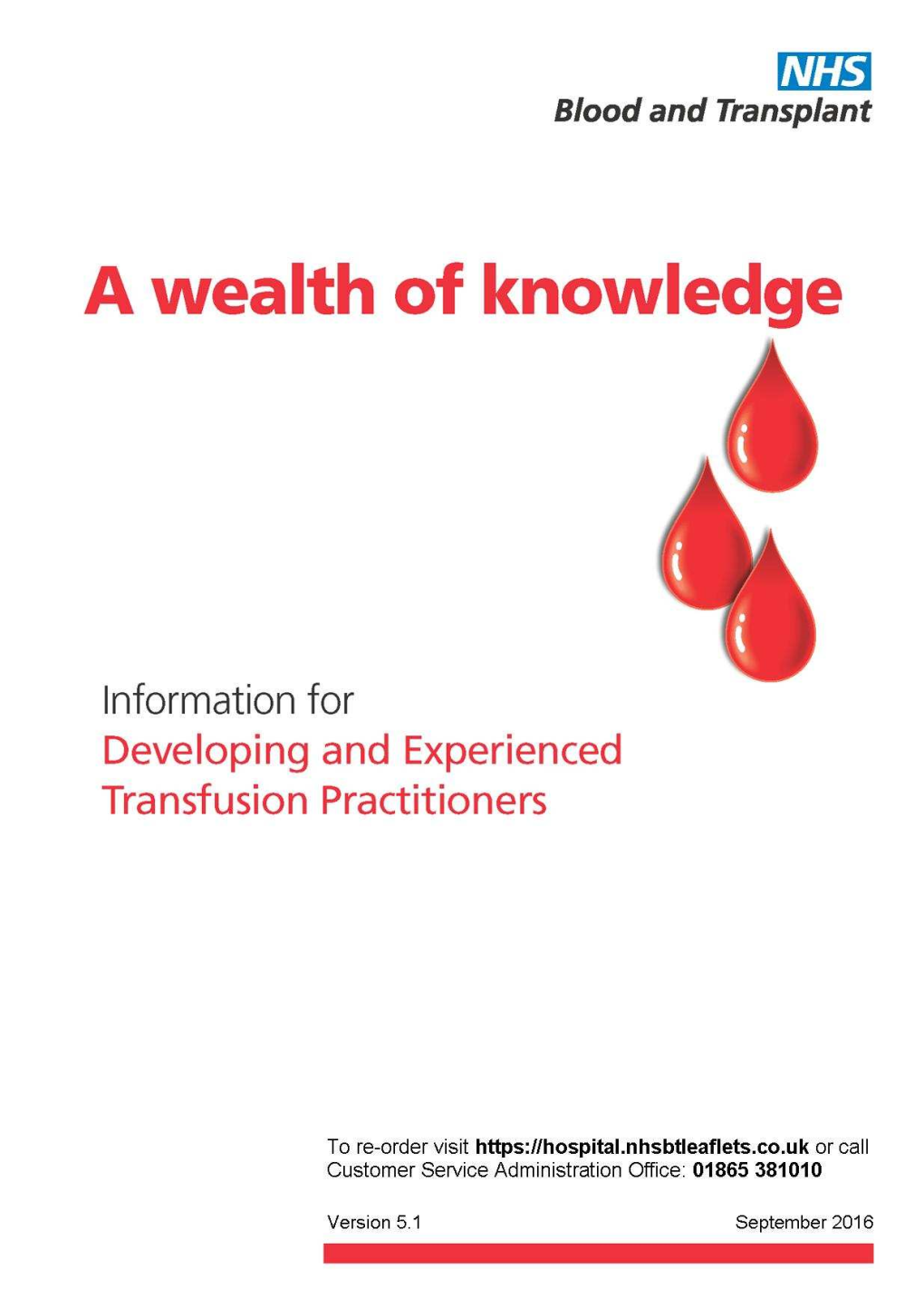 This Document Has Been Produced by the Customer Service Patient Blood Management (PBM) Practitioner Team Within NHS Blood and Transplant (NHSBT)