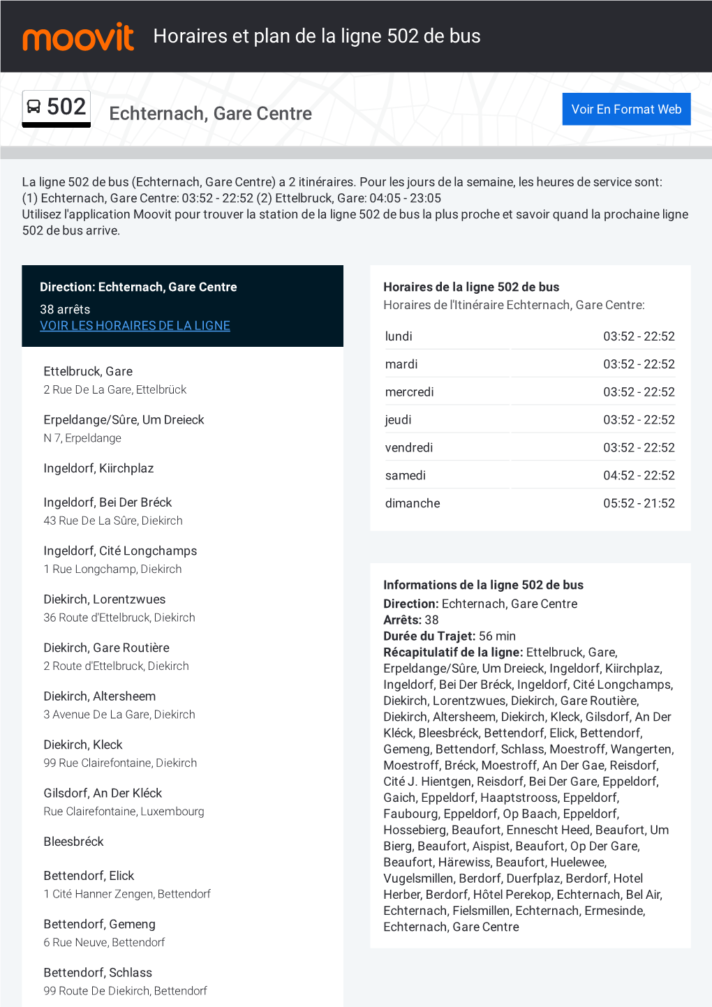 Horaires Et Trajet De La Ligne 502 De Bus Sur Une Carte