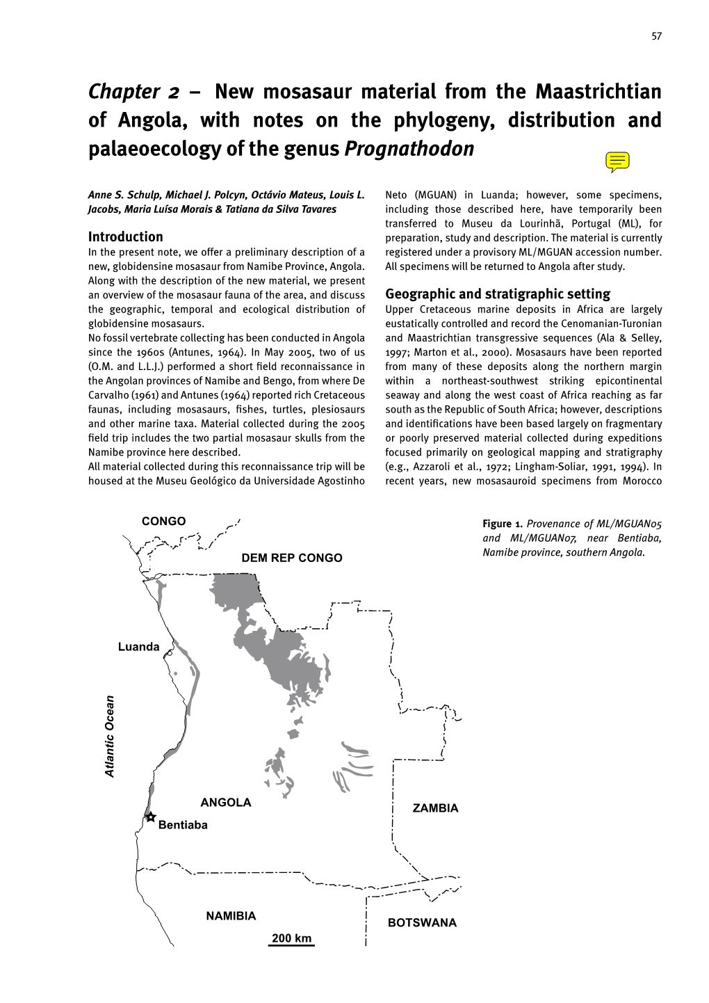 New Mosasaur Material from the Maastrichtian of Angola, with Notes on the Phylogeny, Distribution and Palaeoecology of the Genus Prognathodon