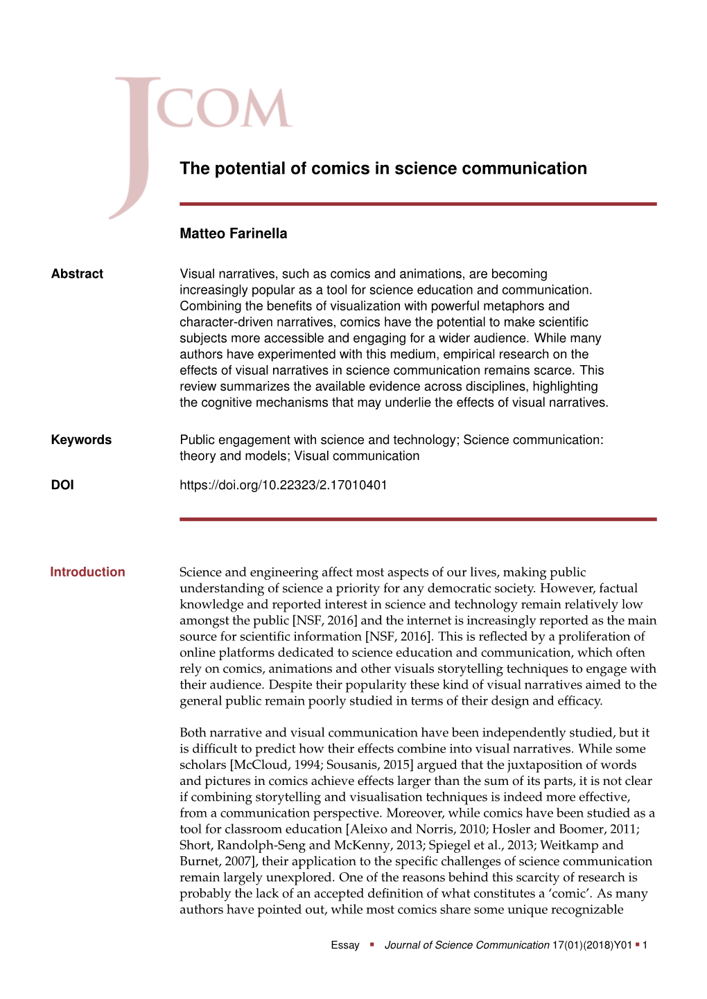 The Potential of Comics in Science Communication