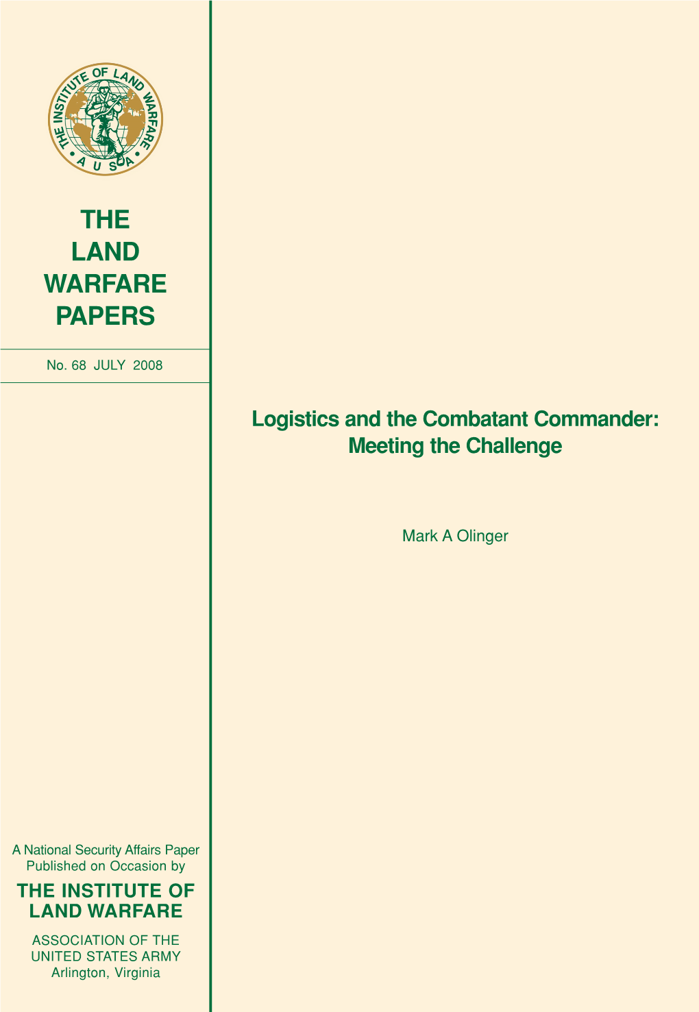 Logistics and the Combatant Commander: Meeting the Challenge