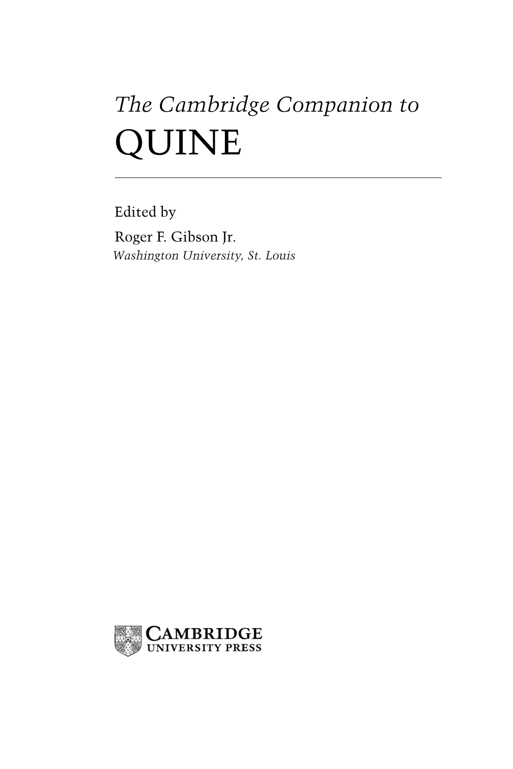 The Cambridge Companion to QUINE