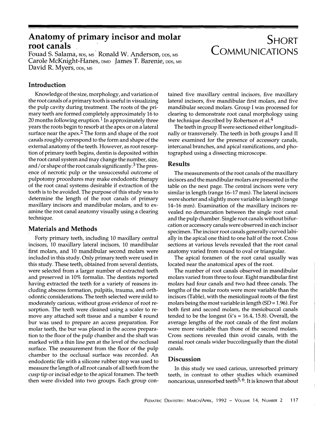 Anatomy of Primary Incisor and Molar Root Canals