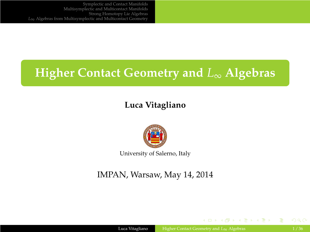 Higher Contact Geometry and L Algebras