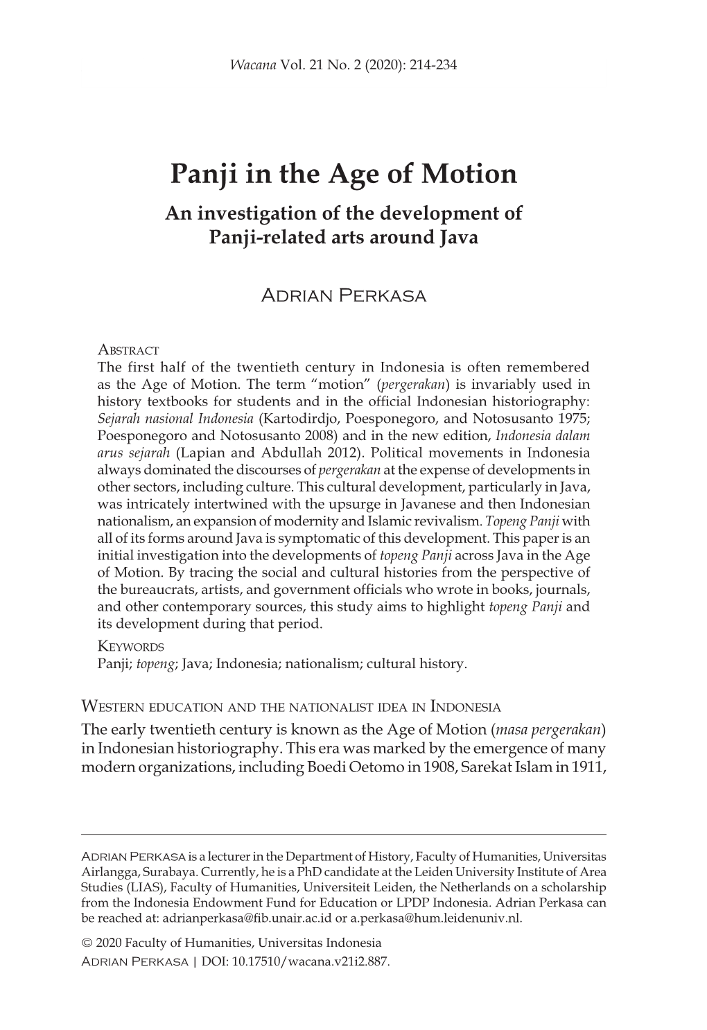 Panji in the Age of Motion 215