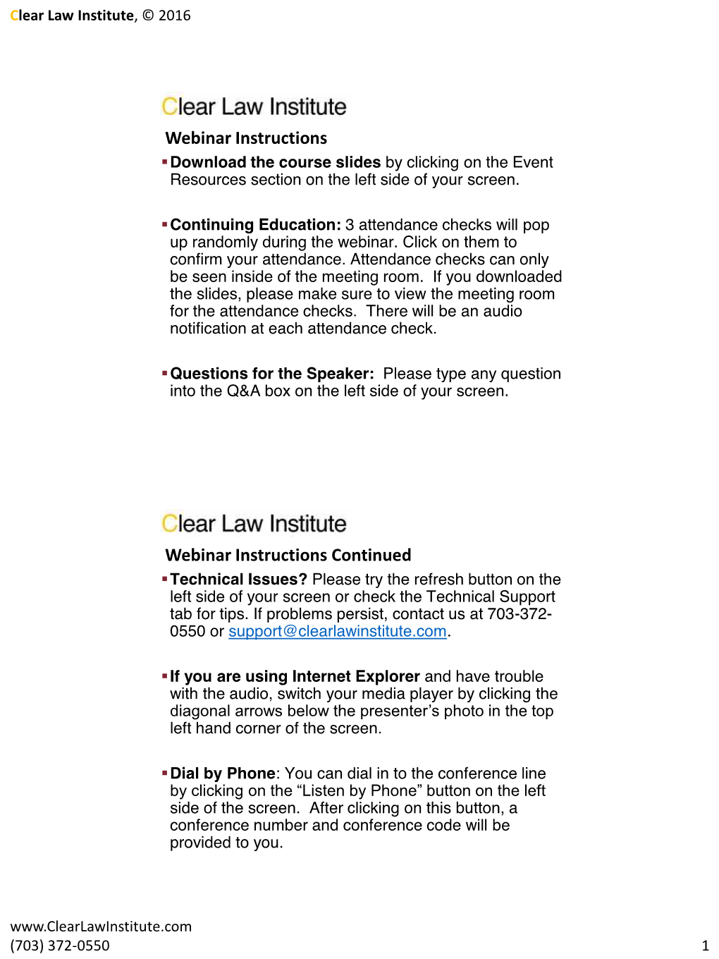Webinar Instructions Webinar Instructions Continued