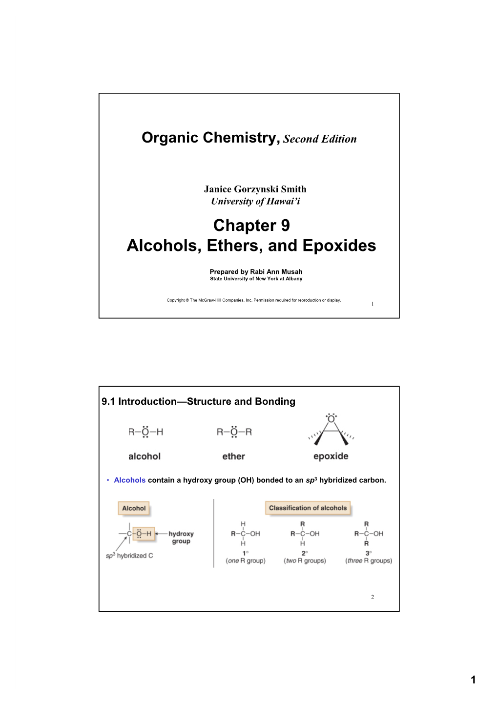 Chapter 9 Alcohols, Ethers, and Epoxides