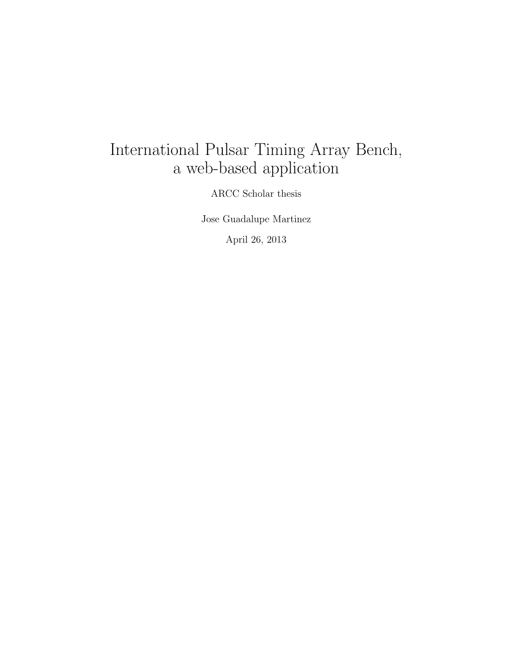 International Pulsar Timing Array Bench, a Web-Based Application