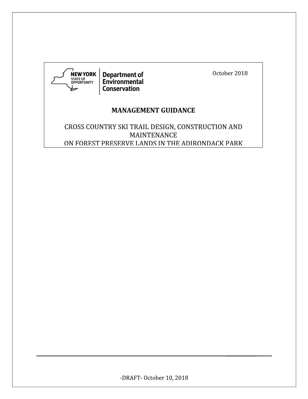 Management Guidance Cross Country Ski Trail Design