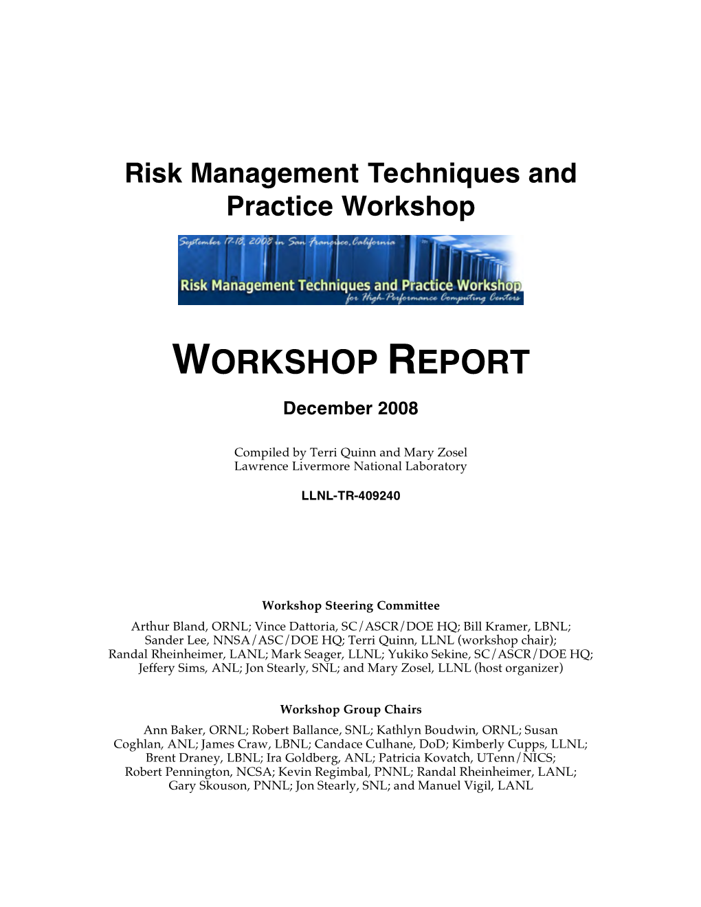 WORKSHOP REPORT December 2008