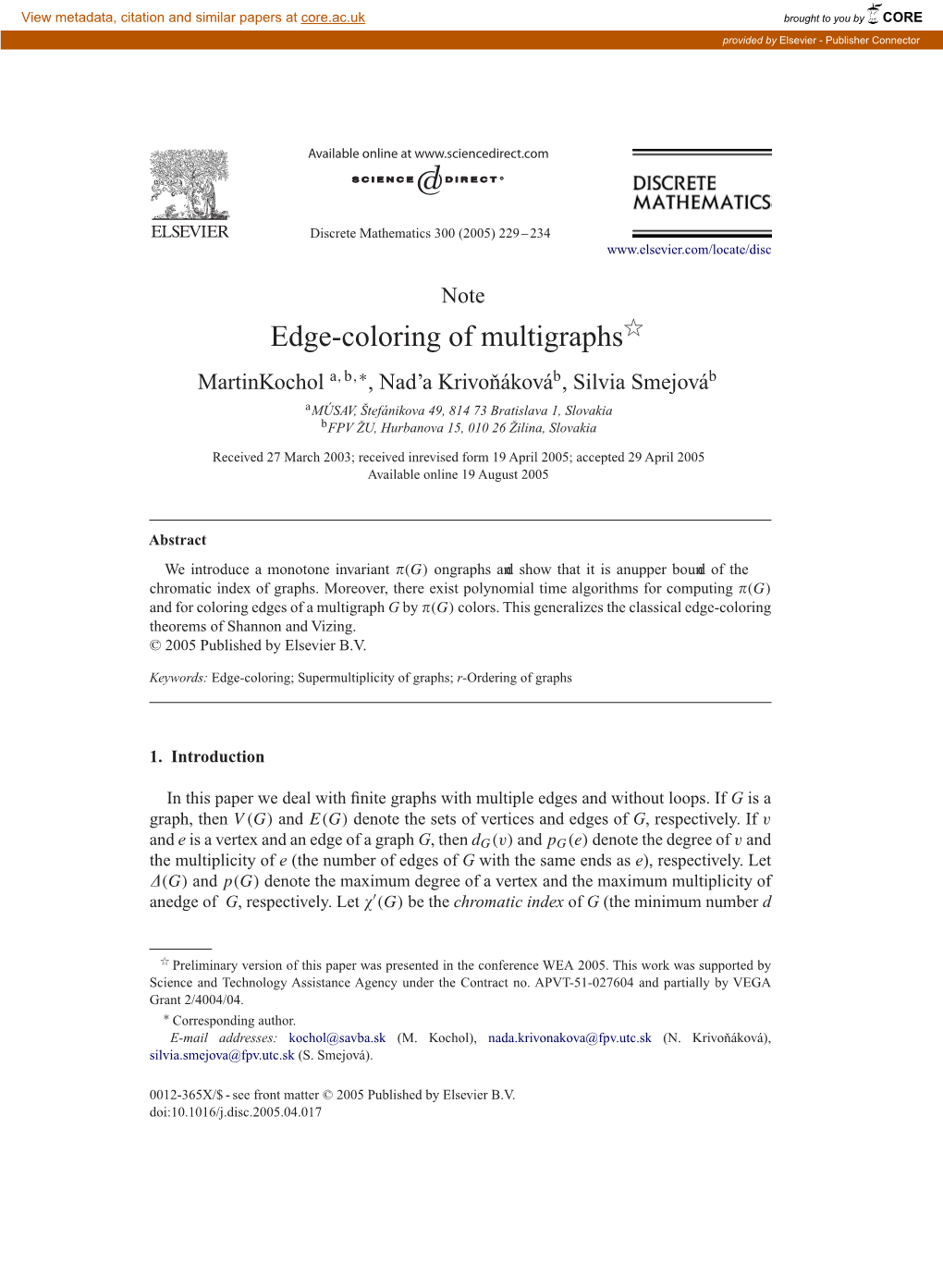 Edge-Coloring of Multigraphs