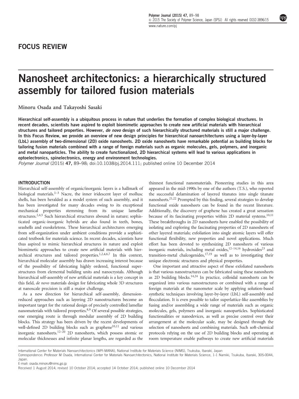 Nanosheet Architectonics: a Hierarchically Structured Assembly for Tailored Fusion Materials