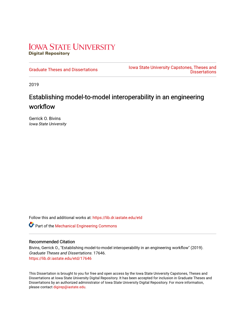 Establishing Model-To-Model Interoperability in an Engineering Workflow