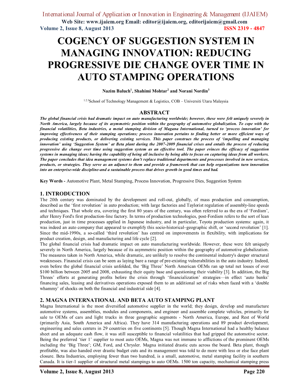 Cogency of Suggestion System in Managing Innovation