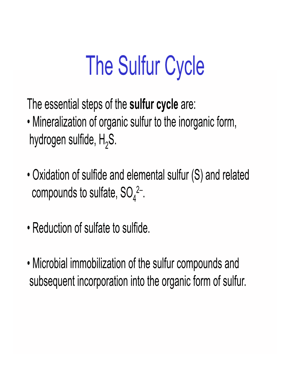 The Sulfur Cycle