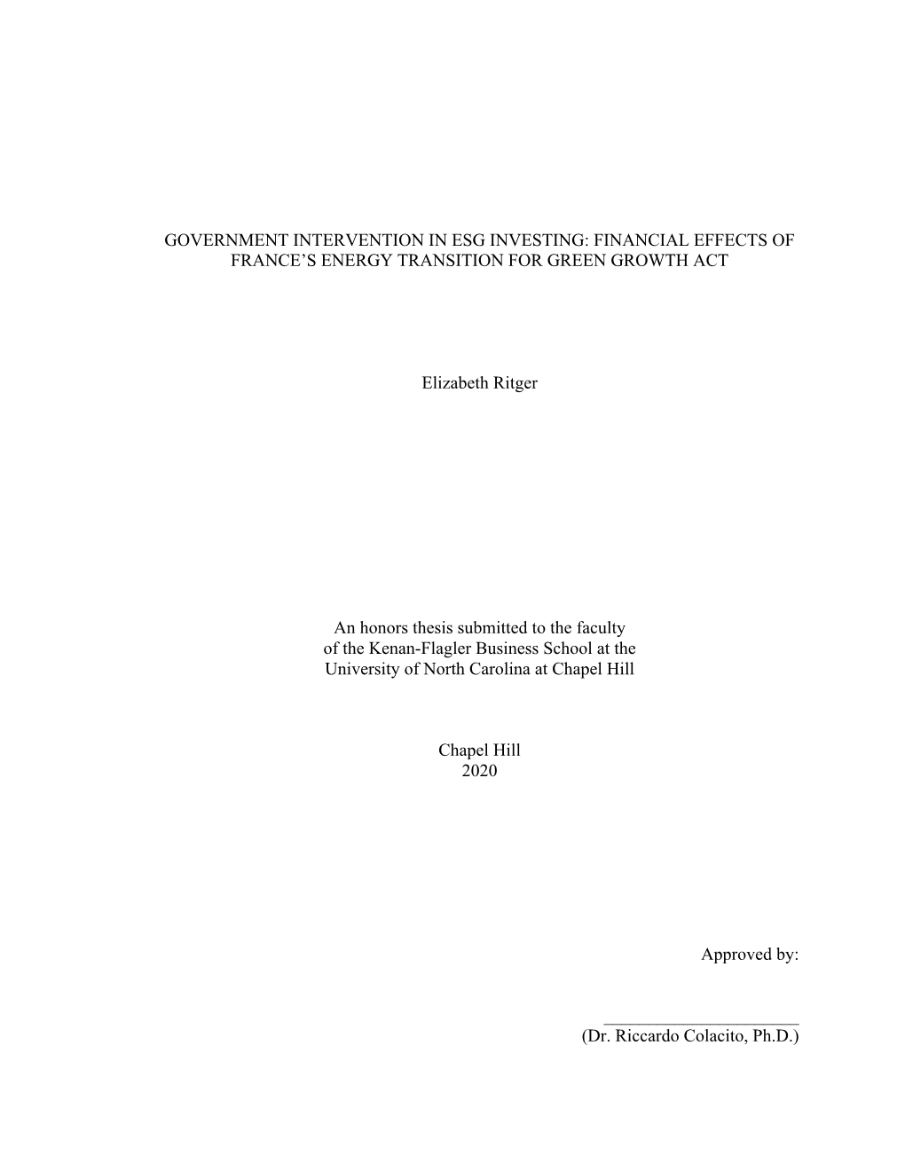 Government Intervention in Esg Investing: Financial Effects of France’S Energy Transition for Green Growth Act