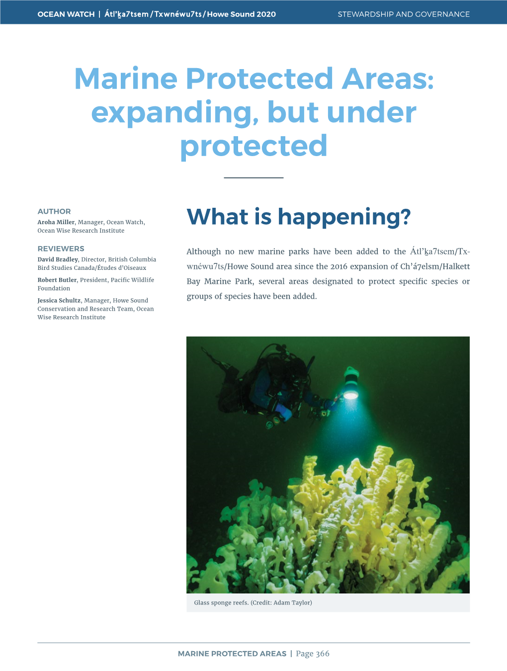 Marine Protected Areas: Expanding, but Under Protected