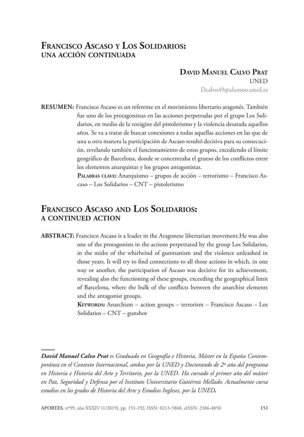 Una Acción Continuada Francisco Ascaso and Los Solidarios