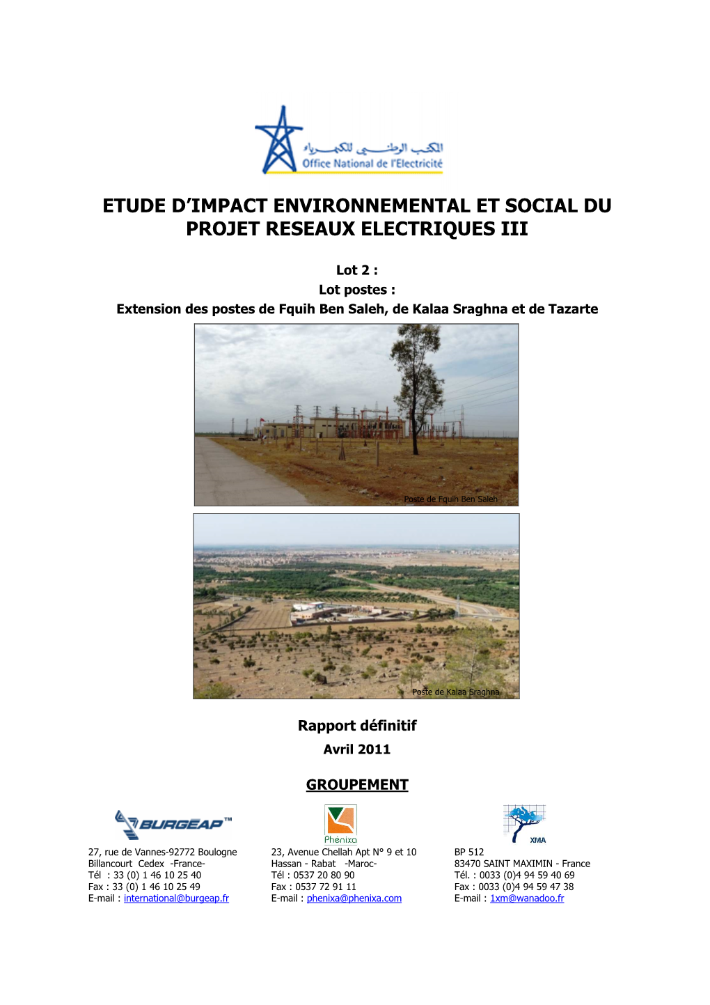 Etude D'impact Environnemental Et Social Du Projet Reseaux Electriques